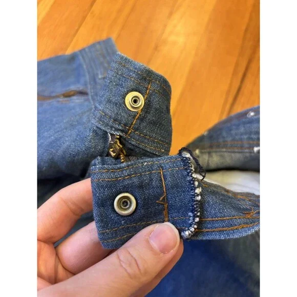 Vintage 70s miss h.i.s His Wide Leg Jeans Zipper Front High Rise Denim 28 X 35 - Picture 6 of 12